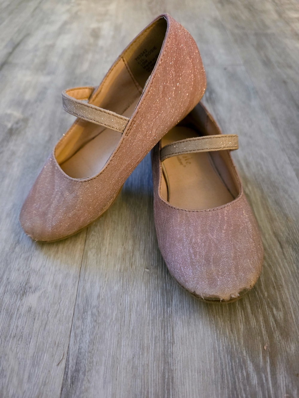 Cupcake Couture Girls Size 10 Pink Rose Gold Glitter Mary Jane Dress Shoes